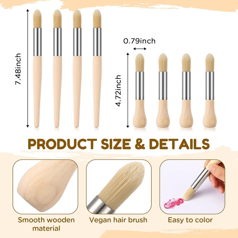 Sinload 8 Pcs Watercolor Paint Brushes for Kid Baby Toddler Jumbo Brushes with Chubby Wood Handles Easy to Grip Round Paintbrushes Non Toxic Vegan Bristles for Painting Art Supplies Craft Projects - Image 2